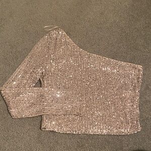 Endless Rose Sequin One-Shoulder Top in Pink
